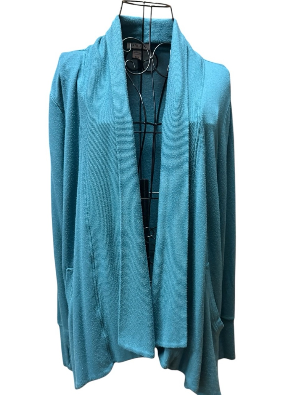 Athleta Teal Open-Front Draped Cardigan Medium Petite